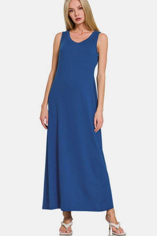 Navy Tank Dress - Scoop Neck Wide Strap - In Style Chics Boutique
