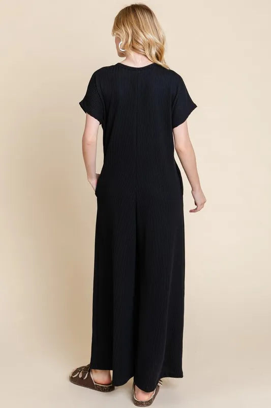 Rib Knit Jumpsuit with Button Detail - In Style Chics Boutique Women's Fashion