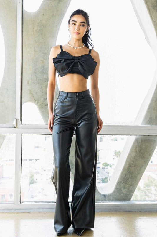 Vegan Leather Wide Leg Pants - In Style Chics Boutique LLC