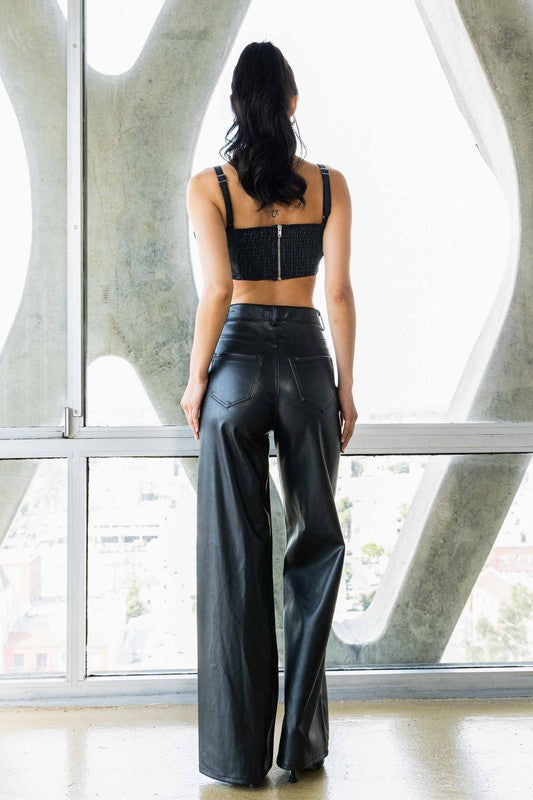 Vegan Leather Wide Leg Pants - In Style Chics Boutique LLC