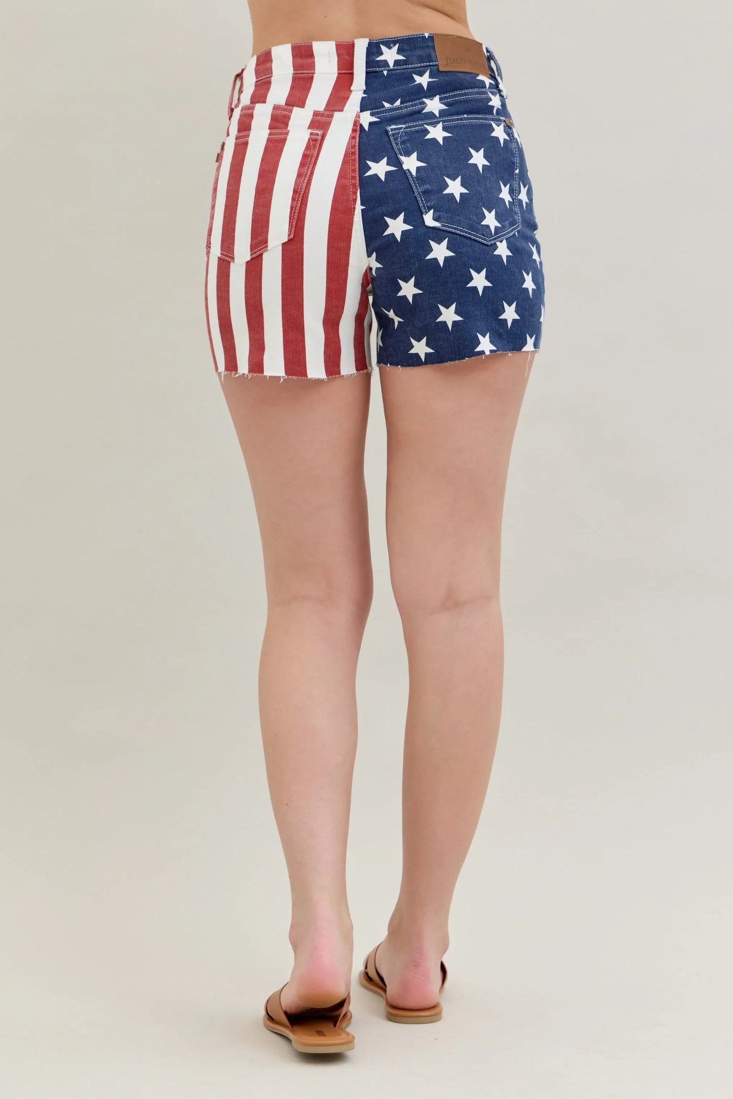 Judy Blue Americana Flag Fray Hem Shorts with High Waist - In Style Chics Boutique