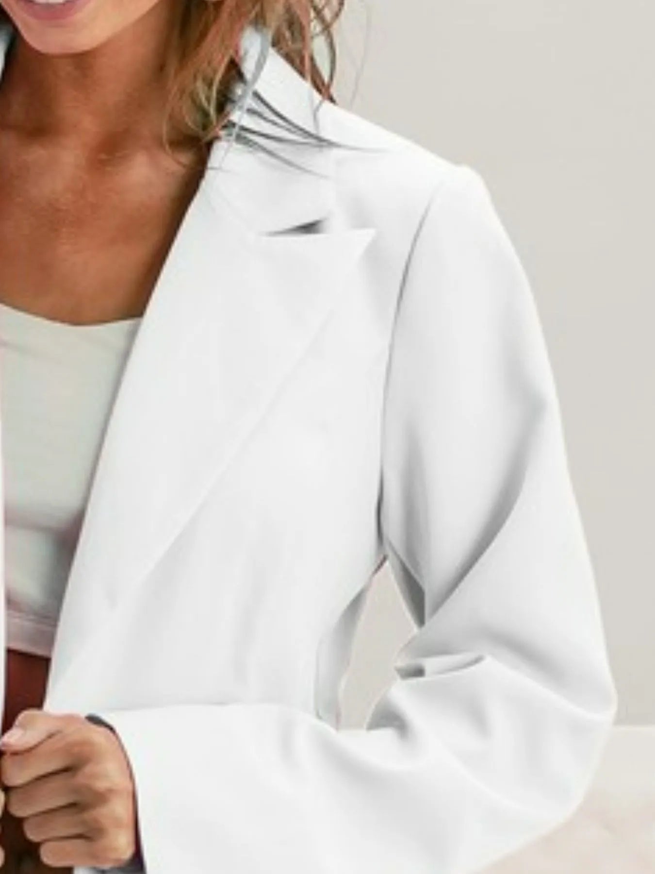 Single Breasted Peaked Lapel Blazer in Ivory at In Style Chics Boutique