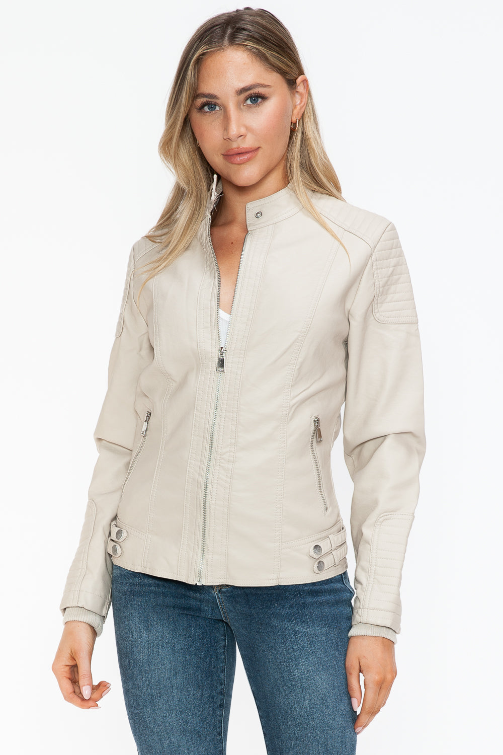Snobbish Faux Leather Biker Jacket with Side Zip Pockets - In Style Chics Boutique LLC