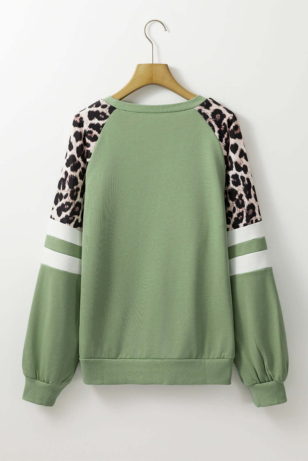 Grass Green Leopard Print Patchwork Raglan Sleeve Sweatshirt - In Style Chics Boutique LLC