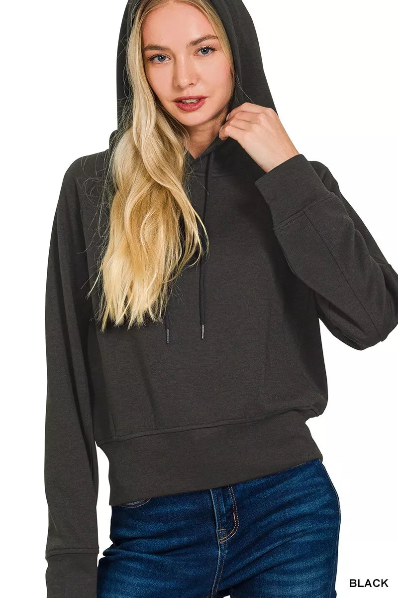 Black Hoodie 🖤 with Drawstring, Scuba Material at In Style Chics Boutique