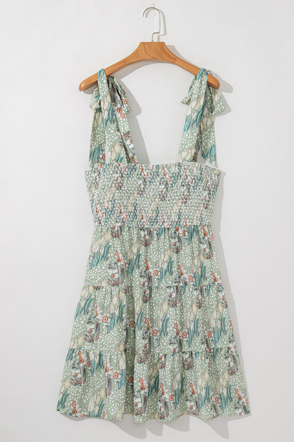Floral Knotted Strap Smocked Tiered Mini Dress - Cute Clothes Online - In Style Chics Boutique Women's Juniors Apparel