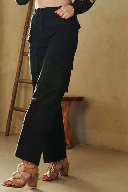 Davi & Dani Flap Pocket Mid Rise Cargo Pants - In Style Chics Boutique LLC