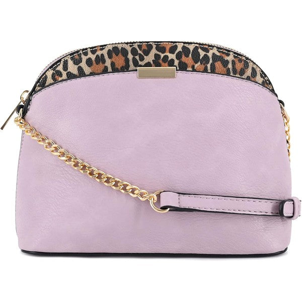 Leopard Accent Small Dome Crossbody Bag - In Style Chics Boutique LLC