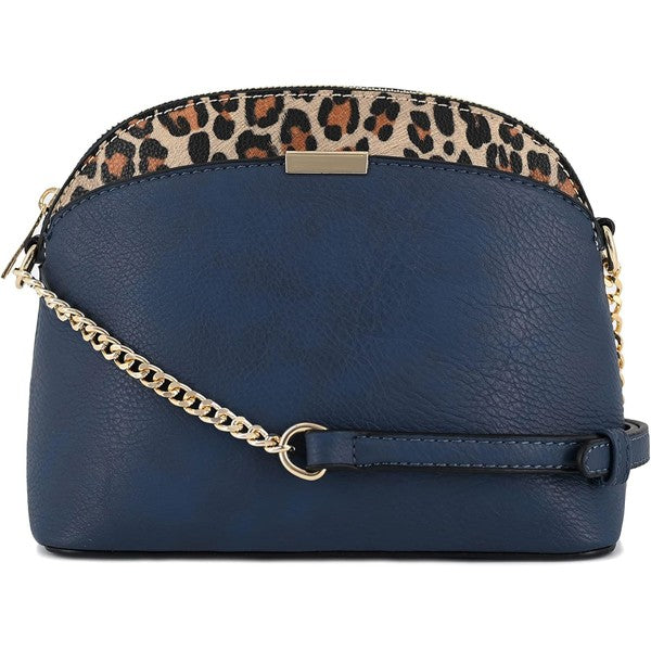 Leopard Accent Small Dome Crossbody Bag - In Style Chics Boutique LLC
