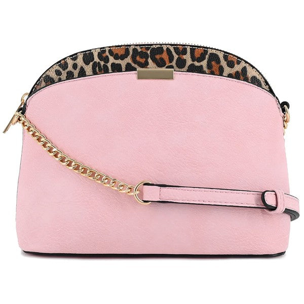 Leopard Accent Small Dome Crossbody Bag - In Style Chics Boutique LLC