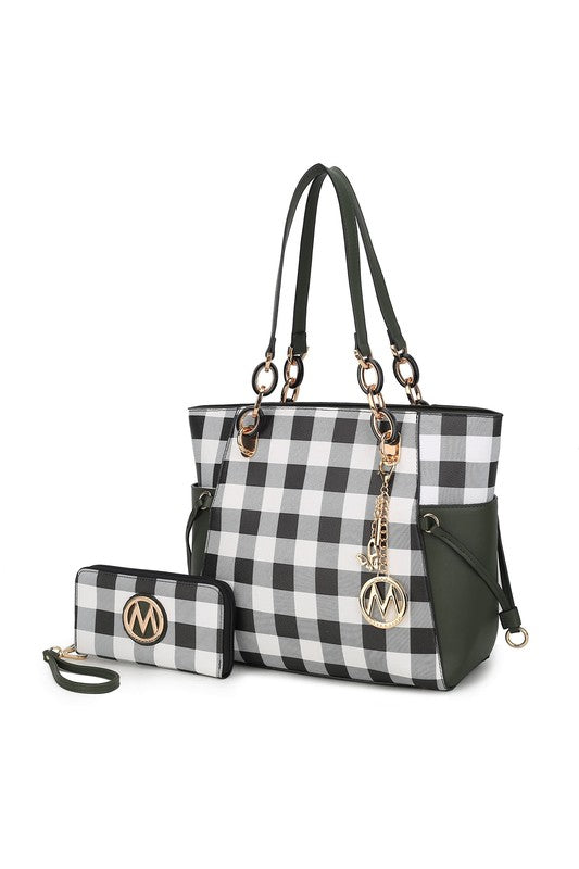 MKF Yale Checkered Tote Bag with Wallet by Mia K - In Style Chics Boutique LLC