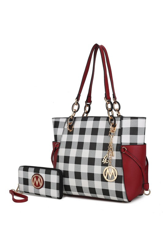 MKF Yale Checkered Tote Bag with Wallet by Mia K - In Style Chics Boutique LLC