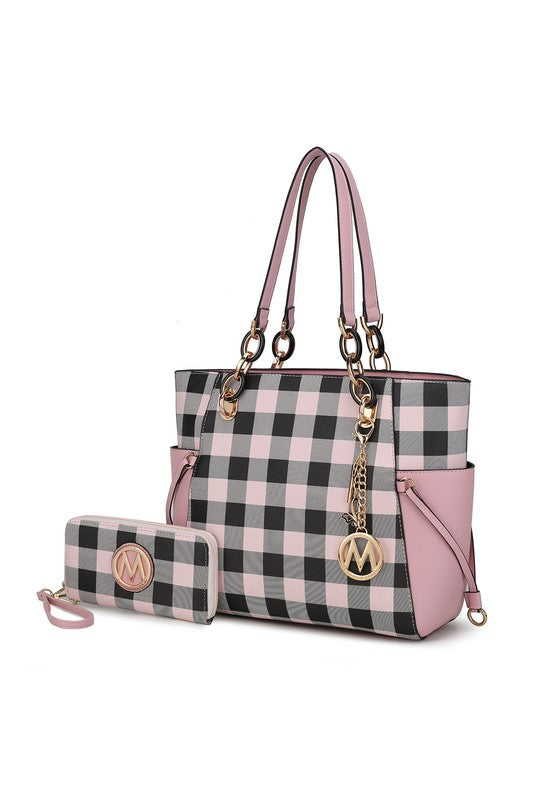 MKF Yale Checkered Tote Bag with Wallet by Mia K - In Style Chics Boutique LLC