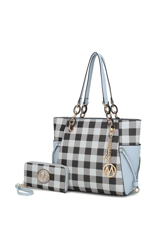 MKF Yale Checkered Tote Bag with Wallet by Mia K - In Style Chics Boutique LLC