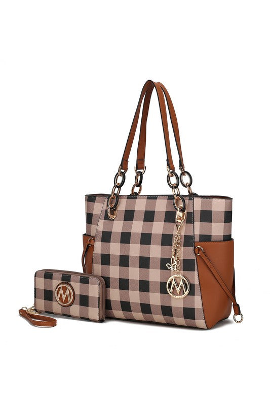 MKF Yale Checkered Tote Bag with Wallet by Mia K - In Style Chics Boutique LLC