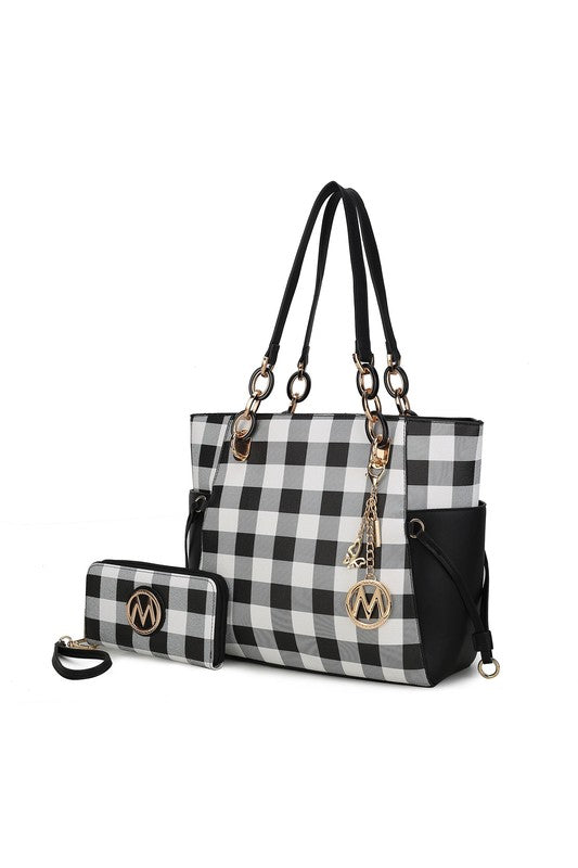 MKF Yale Checkered Tote Bag with Wallet by Mia K - In Style Chics Boutique LLC