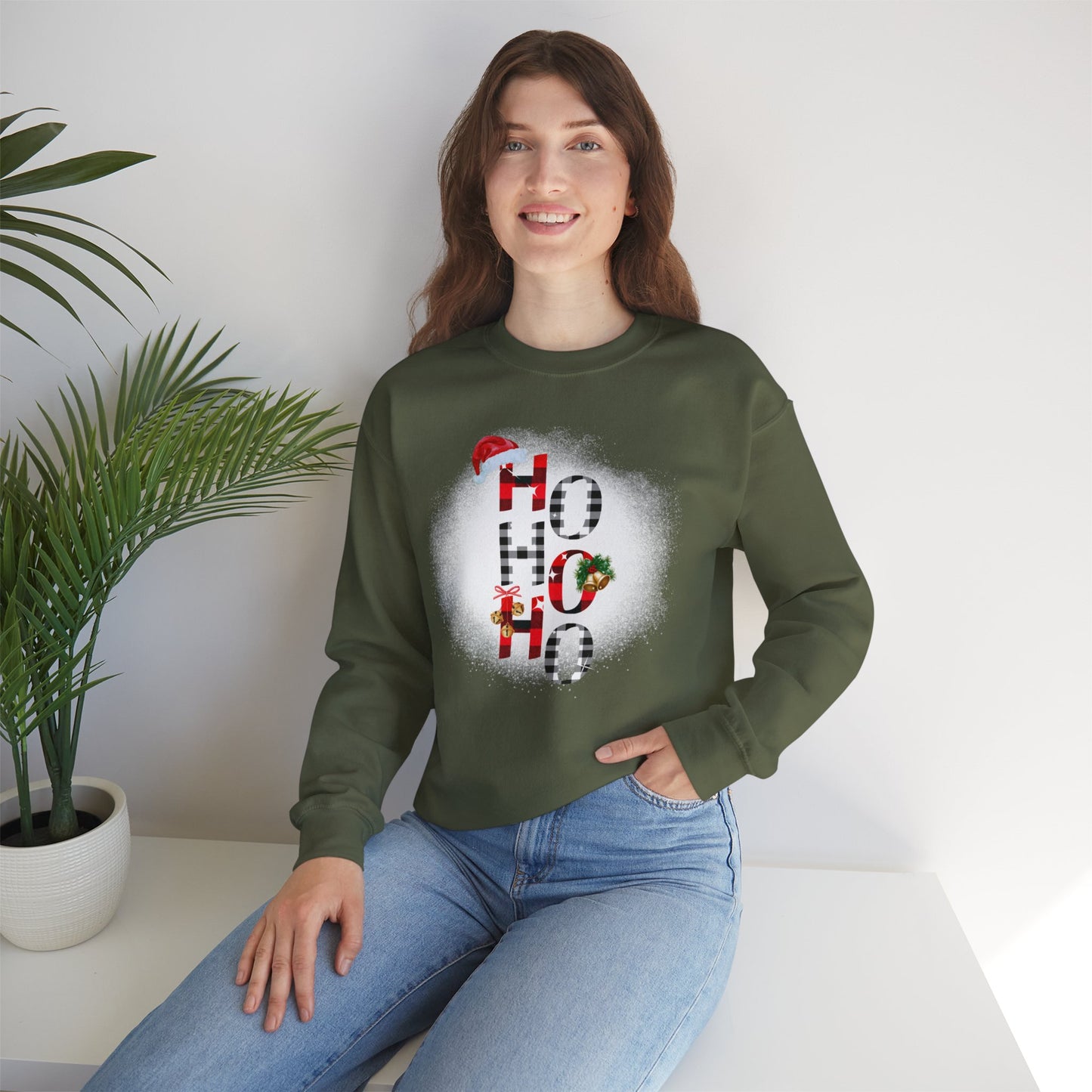 Shop Unisex Heavy Blend™ Crewneck "Ho Ho Ho" Printed Sweatshirt for Christmas at In Style Chics Boutique