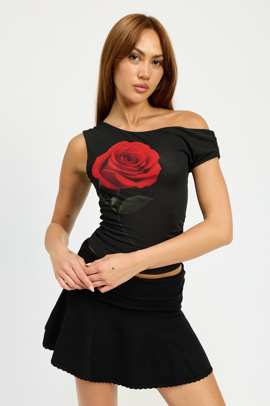 ONE SHOULDER SCREEB TOP - In Style Chics Boutique LLC
