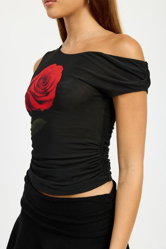 ONE SHOULDER SCREEB TOP - In Style Chics Boutique LLC