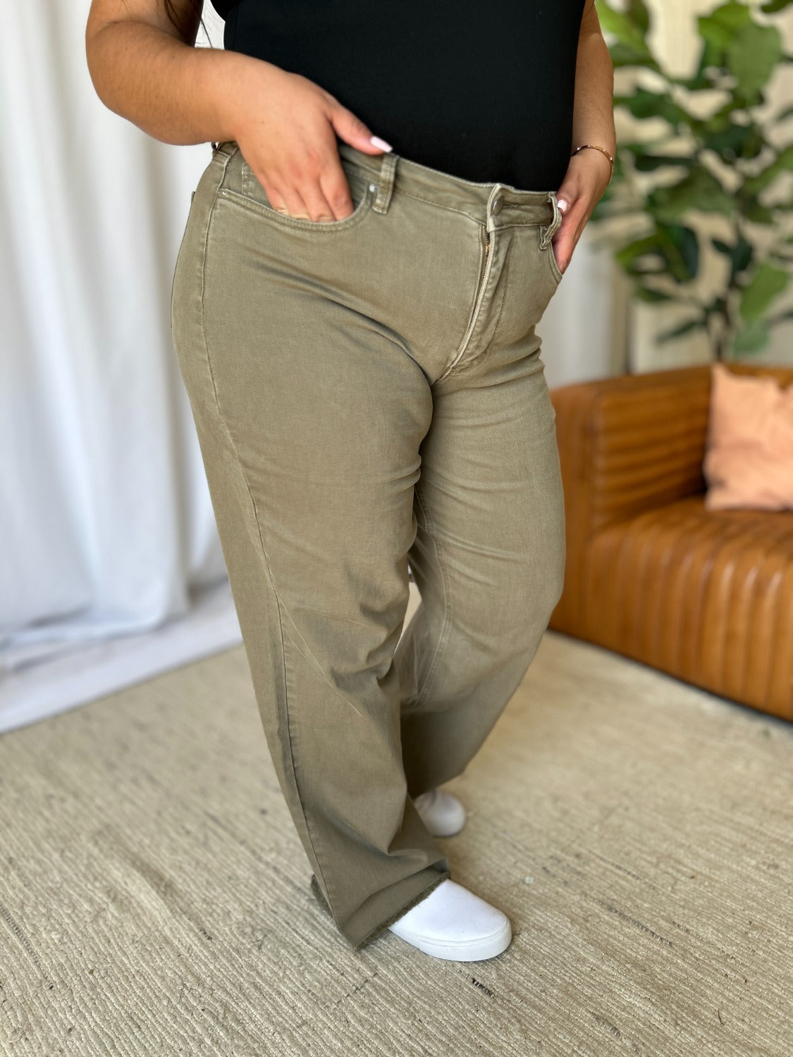 RFM Full Size High Rise Garment Dye Wide Leg Jeans - In Style Chics Boutique LLC