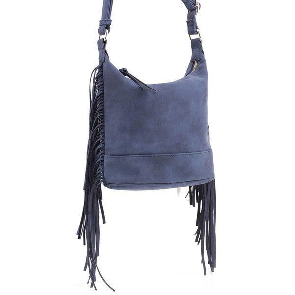 Faux Suede Fringe Crossbody Bag - In Style Chics Boutique LLC