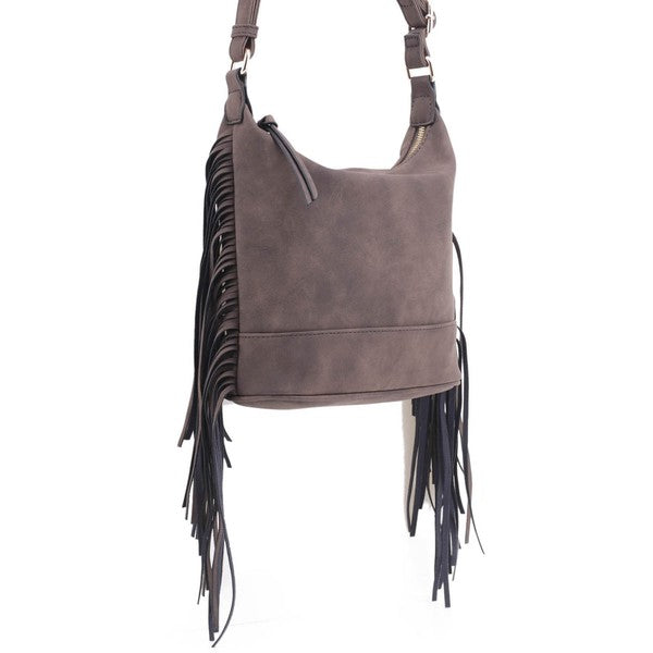 Faux Suede Fringe Crossbody Bag - In Style Chics Boutique LLC