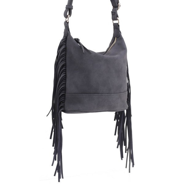 Faux Suede Fringe Crossbody Bag - In Style Chics Boutique LLC