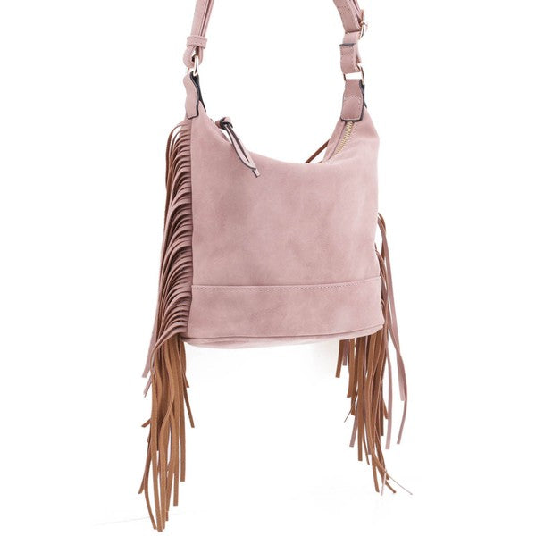 Faux Suede Fringe Crossbody Bag - In Style Chics Boutique LLC