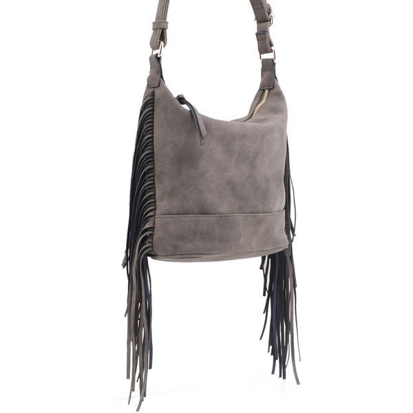 Faux Suede Fringe Crossbody Bag - In Style Chics Boutique LLC