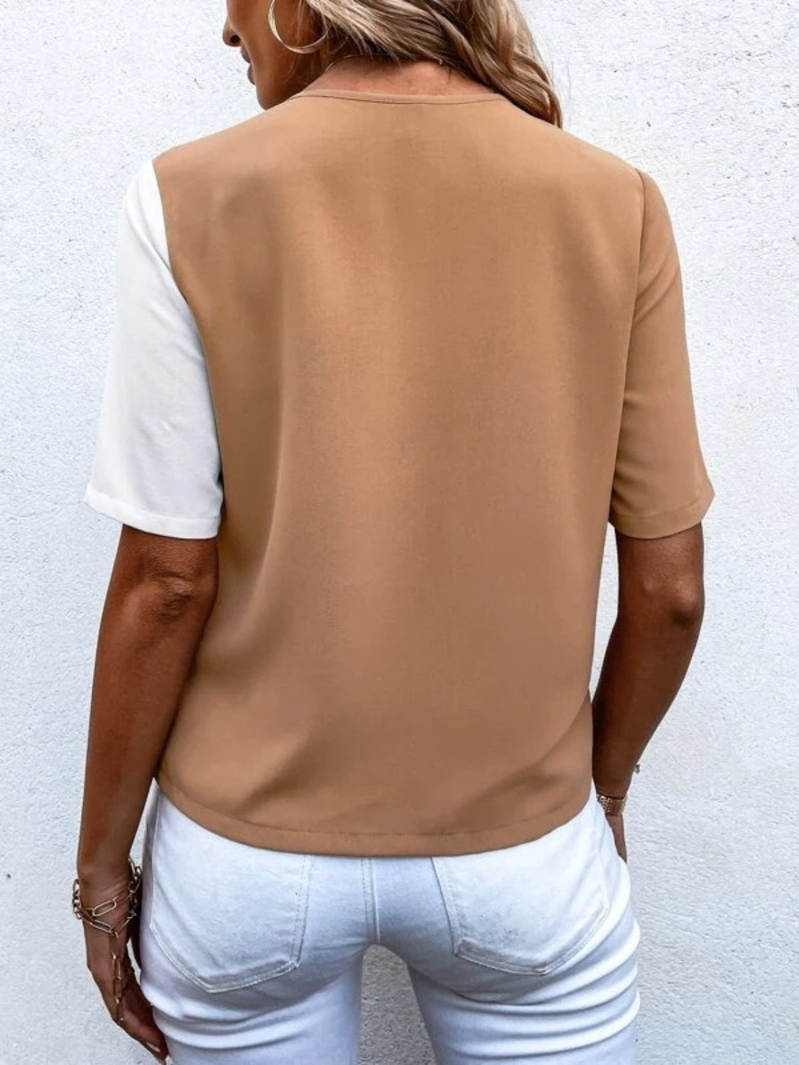 Decorative Button Surplice Short Sleeve Blouse - More Colors! - In Style Chics Boutique LLC