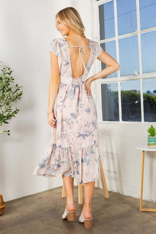 Lace Detailed Flutter Sleeve Ruffle Dress - Cute Dresses for Spring - In Style Chics Boutique Online Clothing Women's Juniors Apparel