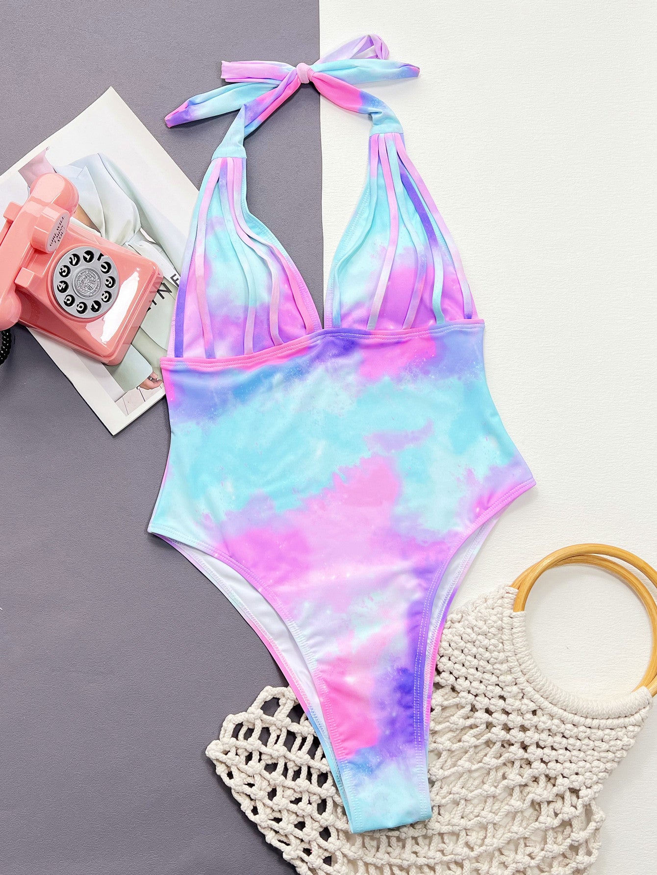Tie-Dye Halter Neck One-Piece Swimsuit - In Style Chics Boutique LLC