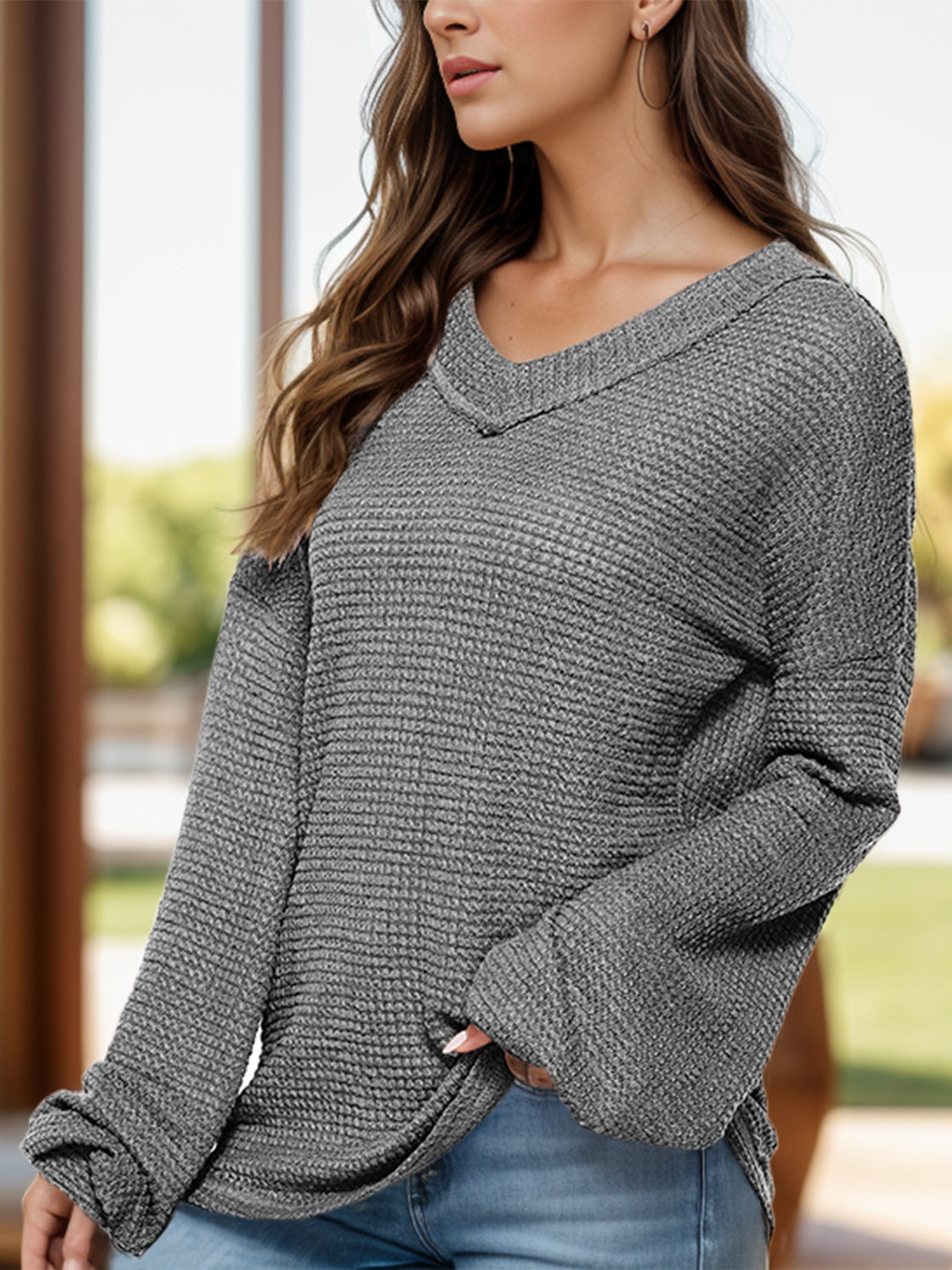 Dropped Shoulder Long Sleeve Knit Top - In Style Chics Boutique LLC