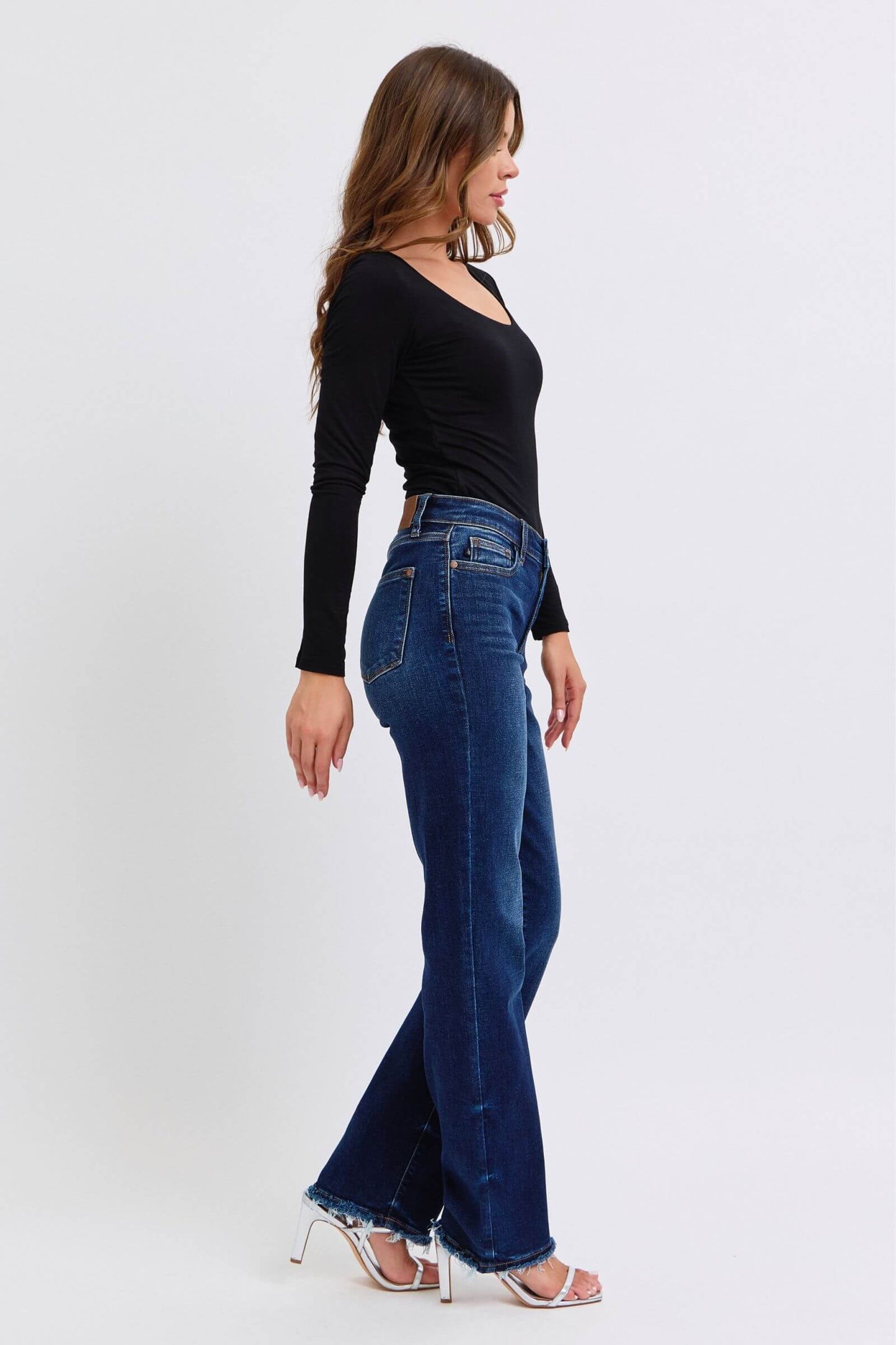 Judy Blue Full Size Raw Hem Straight Leg Jeans - In Style Chics Boutique LLC
