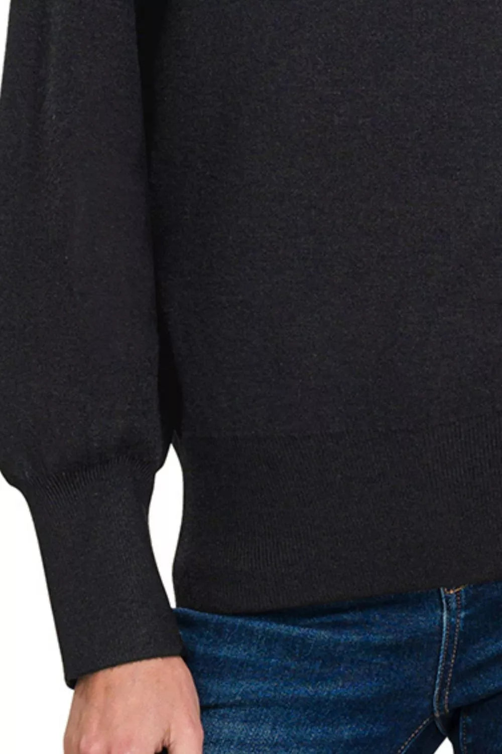 Shop Viscose Mock Neck Exposed Seam Black Sweater at In Style Chics Boutique 🖤