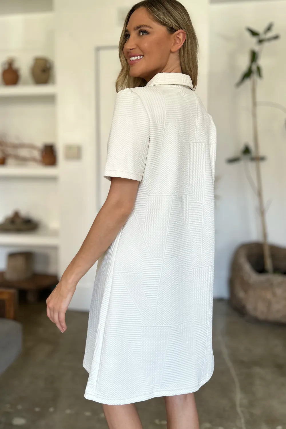 Textured Short Sleeve Dress - In Style Chics Boutique Women's Juniors Plus Size Clothes