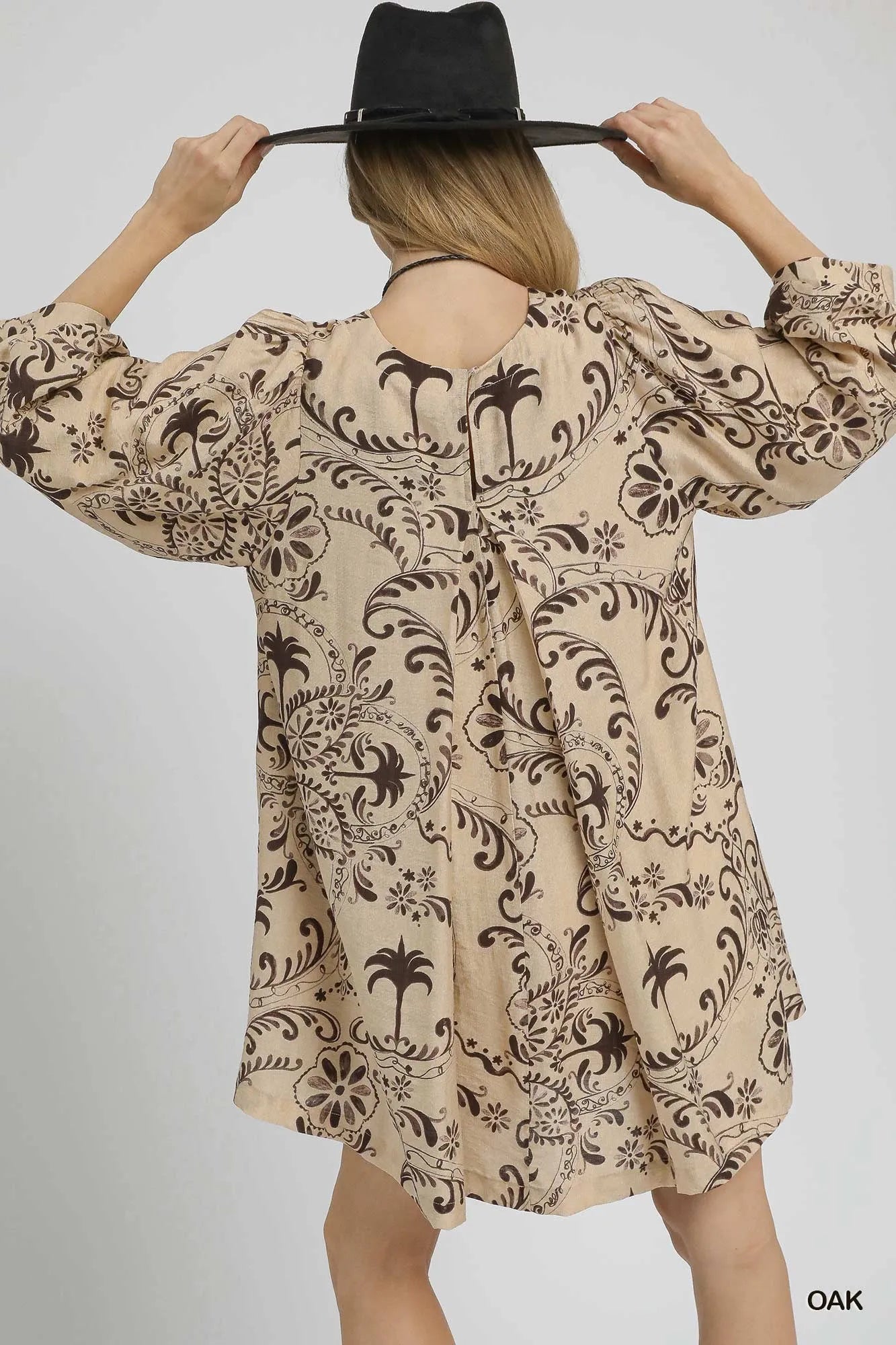 Boho Printed Balloon Sleeve Mini Dress at In Style Chics Boutique