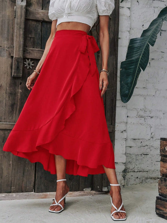 Tied Ruffled Midi Skirt - In Style Chics Boutique LLC