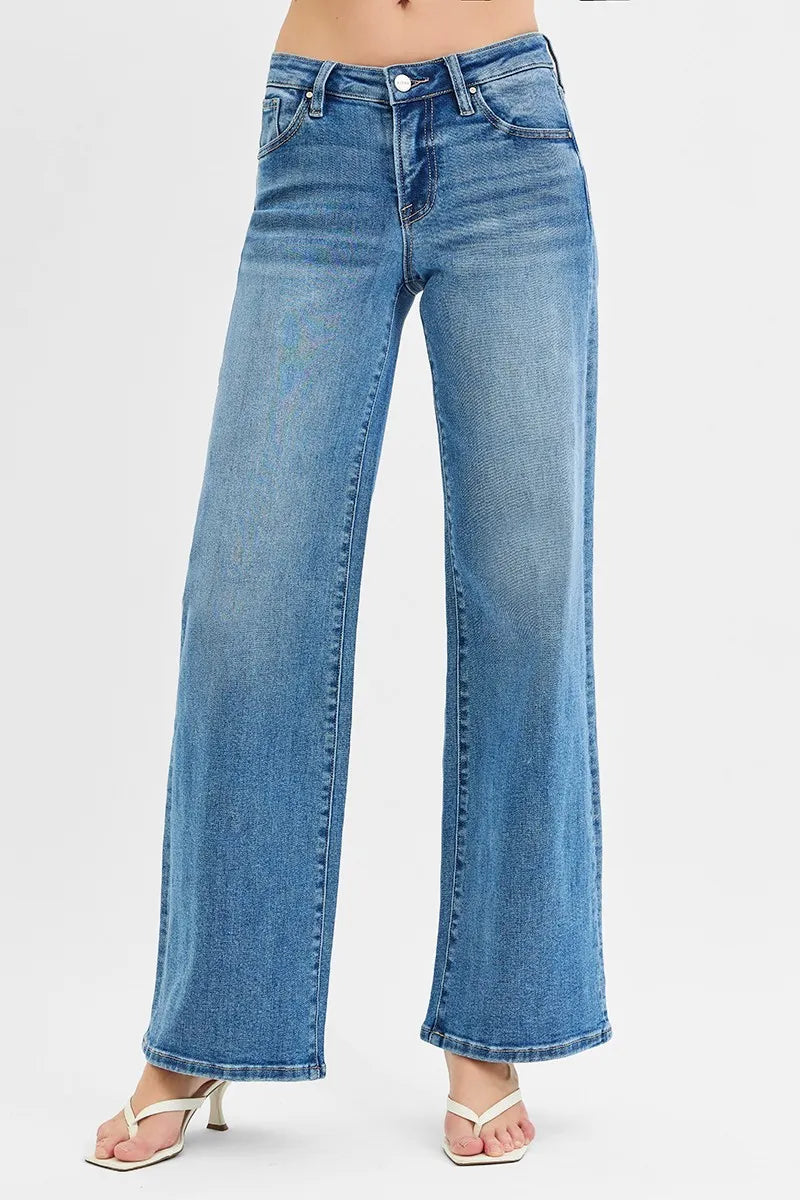 RISEN Low Rise Wide Leg Jeans - Plus Size Jeans, In Style Chics Boutique Women's Juniors Clothes Online