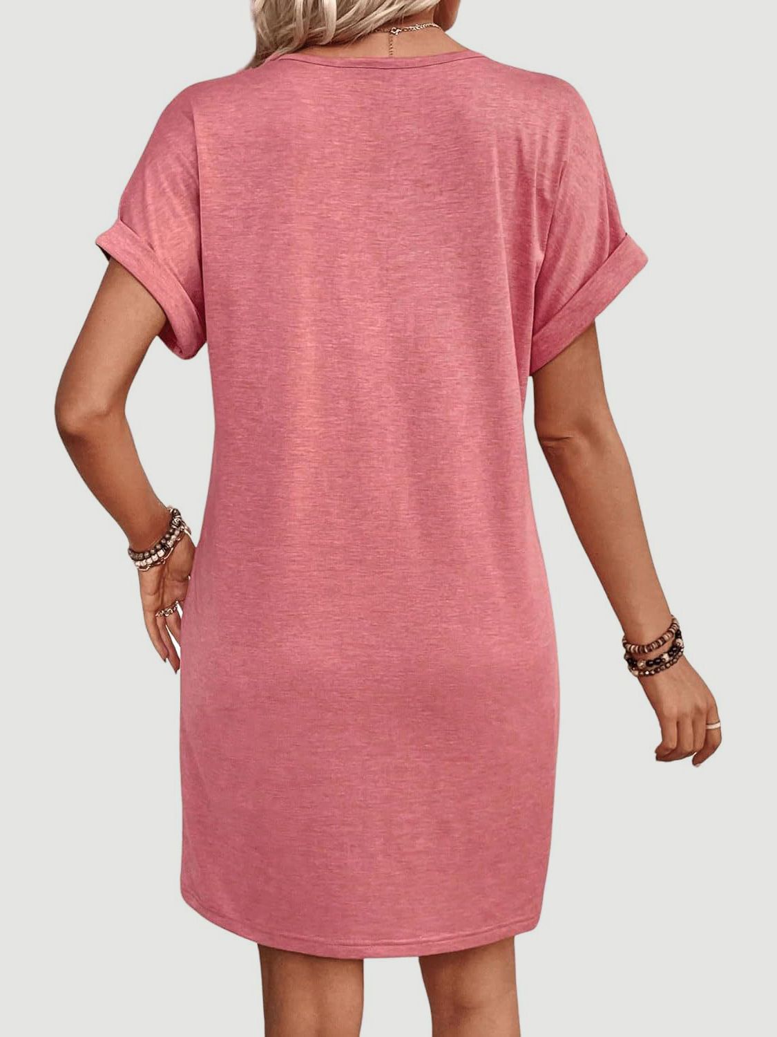 Quarter Button V-Neck Short Sleeve Dress - More Colors! - In Style Chics Boutique LLC