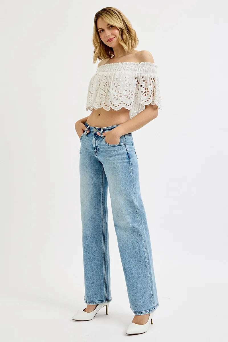 RISEN Low Rise Ankle Boyfriend Distressed Jeans - In Style Chics Boutique