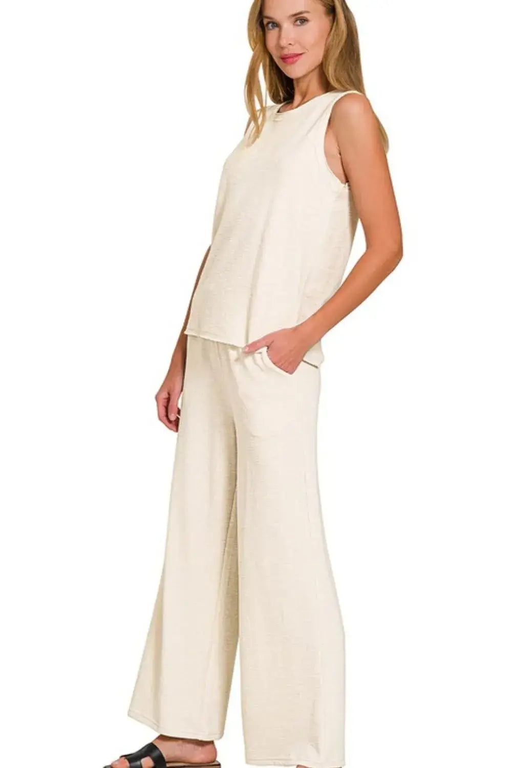 Cotton Slub Tank & Pants Set - Summer Outfits - In Style Chics Boutique Women's Juniors Apparel Online