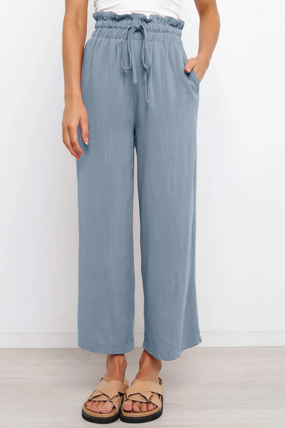 Drawstring Paperbag Waist Wide Leg Pants - More Colors! - In Style Chics Boutique LLC