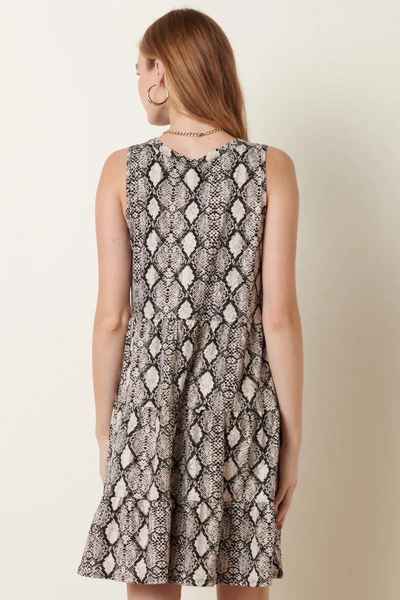 Tank Dress, Snake Print Ruffle Detail - In Style Chics Boutique