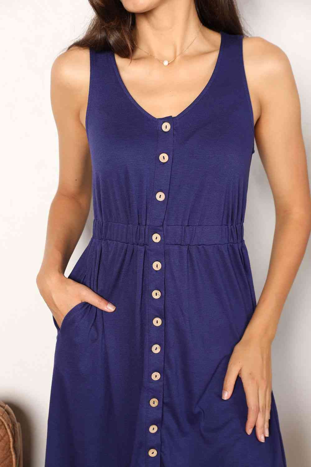 Button Front Empire Waist Sleeveless Slit Magic Dress - In Style Chics Boutique Women's Juniors Plus Size Clothes