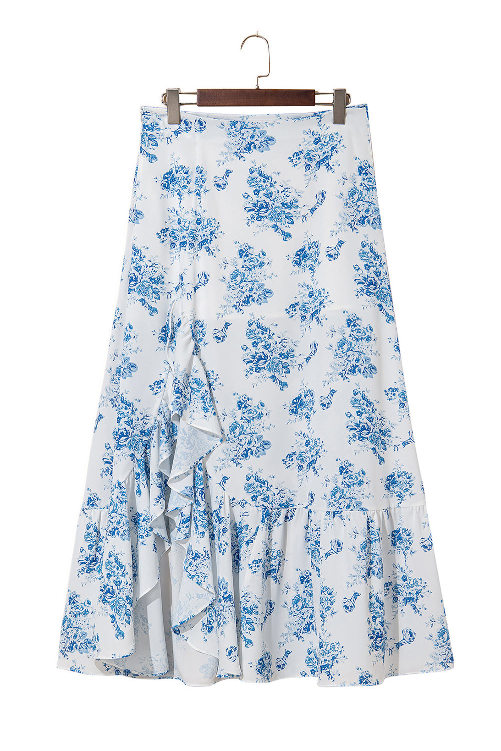 Boho Floral High Waist Ruffle Split Maxi Skirt - In Style Chics Boutique Women's Juniors Apparel Online