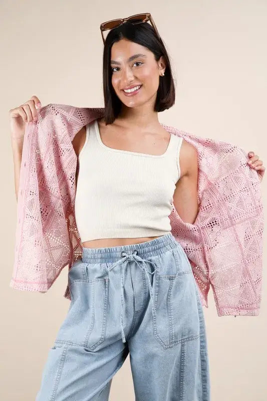 Plus Size Oversized Crochet Button Down Shirt Top - In Style Chics Boutique Online Women's Juniors Plus Size Apparel