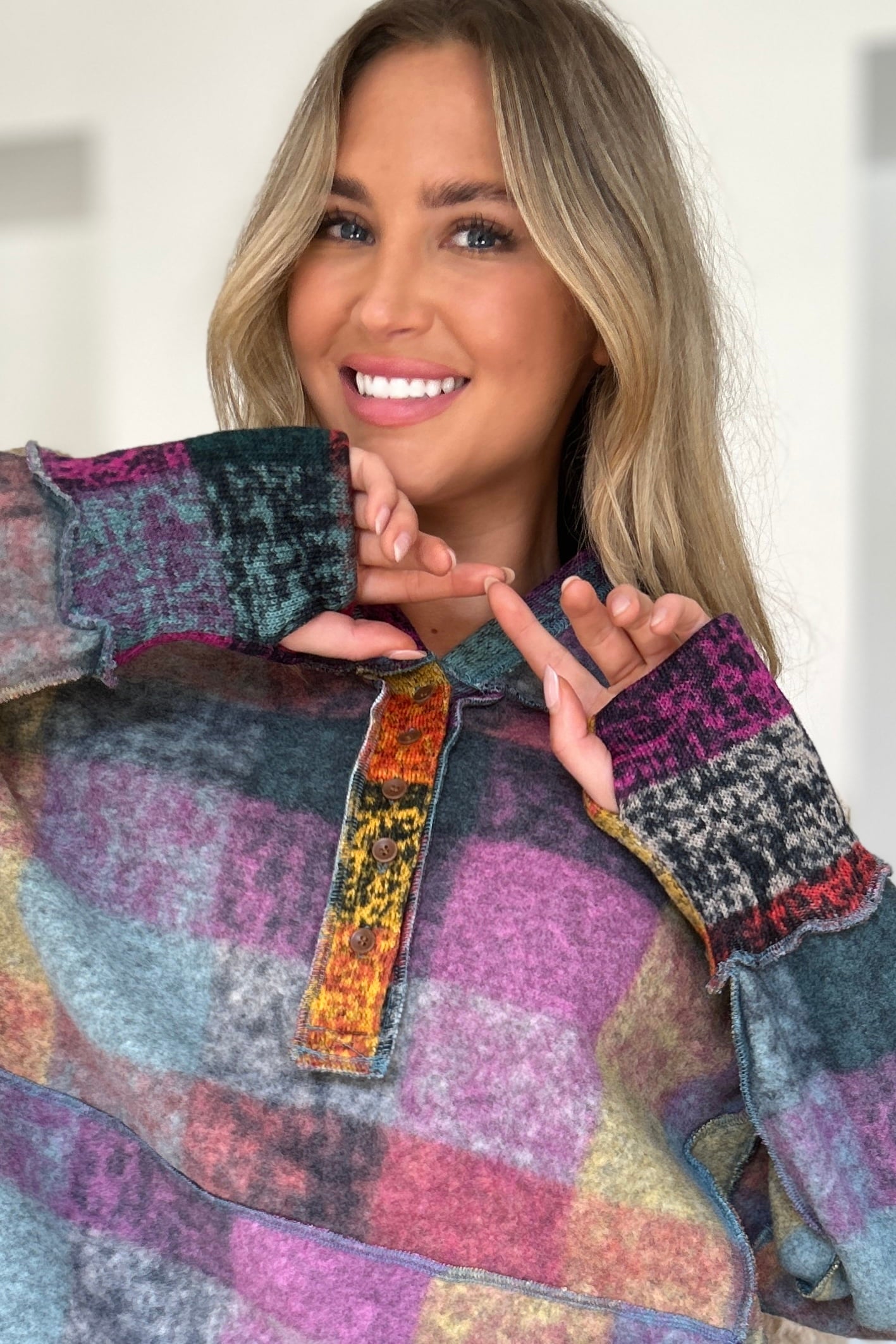 Double Take Full Size Plaid Dropped Shoulder Fleece Hoodie - In Style Chics Boutique LLC