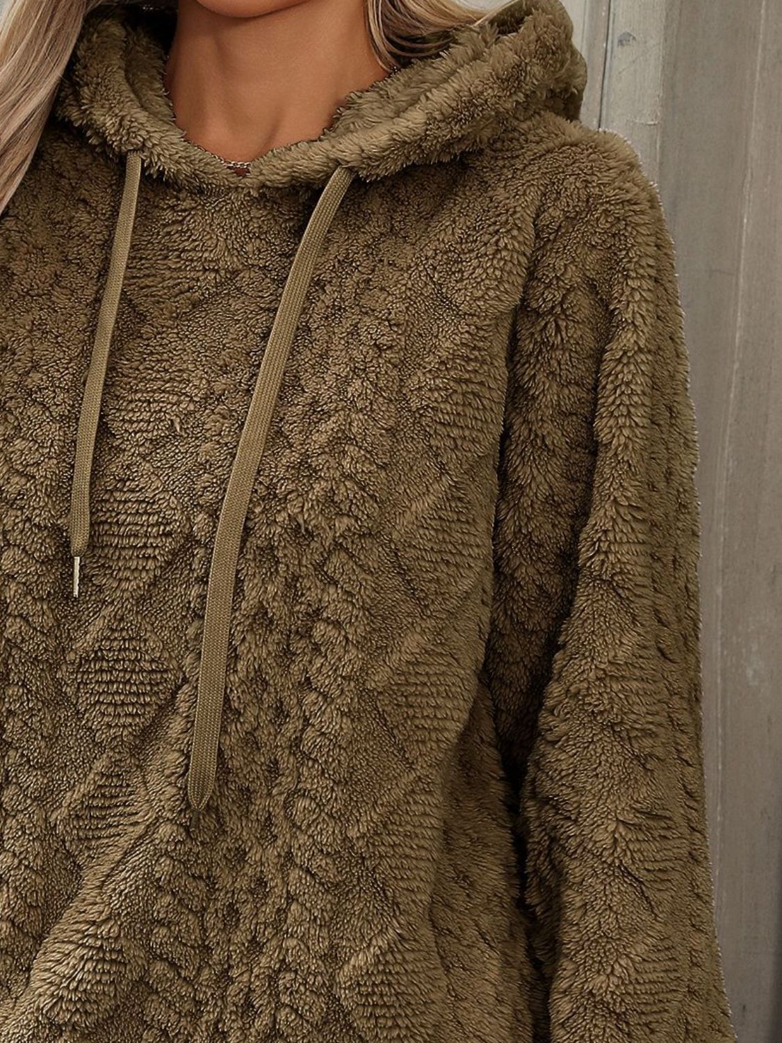 Drawstring Long Sleeve Plush Hoodie - In Style Chics Boutique LLC
