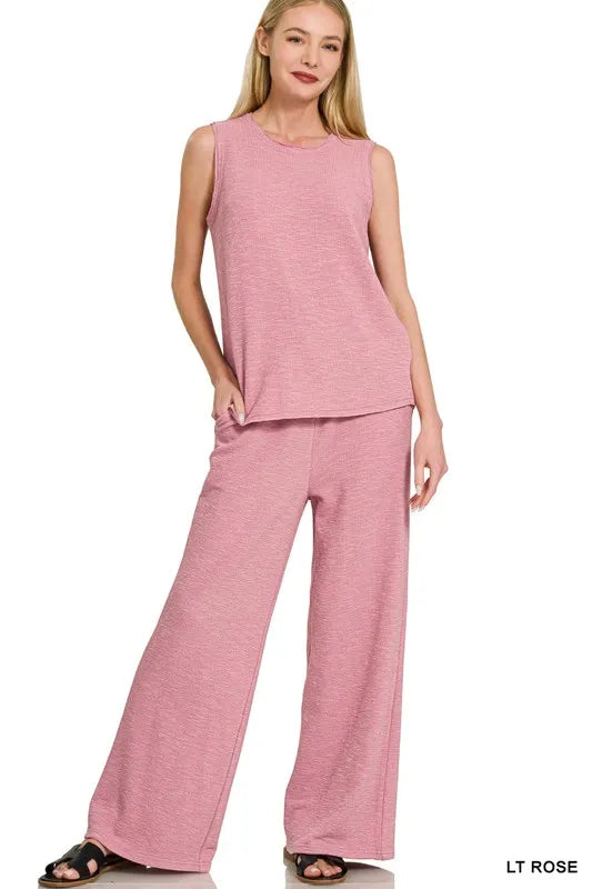 Cotton Slub Tank and Pants Set at In Style Chics Boutique